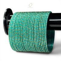Gelang Trendy Baja Anti Karat Biru Hijau Eksklusif Berlapis Emas Berkilau Kristal Perhiasan India Modern Fashion dengan Harga Grosir