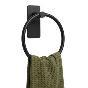 Support mural adhésif pour serviettes en acier inoxydable, finition noir mat, pour hôtels et appartements - Product Image 1