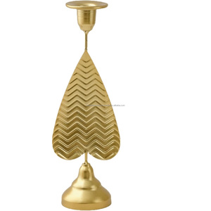 Premium Matte <b>White</b> Heart <b>Candlestick</b> • Luxury Chevron Textured Taper Holder - Product Image 3