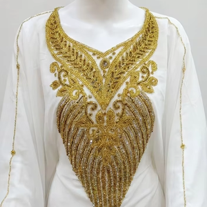 Robe Kaftan Traditionnelle Musulmane Marocaine Élégante Perlée Faite à la Main Maxi à Manches Longues Design Personnalisé Antistatique pour Soirée et Quotidien - Product Image 1