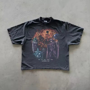 เสื้อยืดโอเวอร์ไซส์วินเทจทรงบ็อกซี่  โลโก้ด้านหน้า สำหรับผู้ชาย ผ้าฝ้าย 100% 180gsm ระบายอากาศได้ดี ทรงฮิปสเตอร์ สั่งทำได้ - Product Image 2