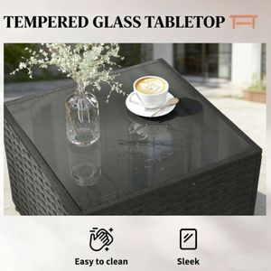 Conjunto de Muebles de Terraza Azul Marino de 3 Piezas, Conjunto de Muebles de Jardín para Patio Exterior - Product Image 3