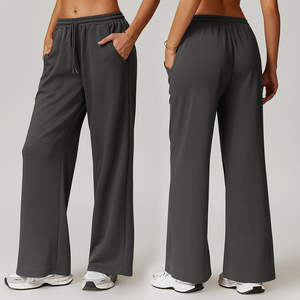 Pantalon de jogging taille haute à jambe large pour femme, coupe ample amincissante, idéal pour les sports d'extérieur automne-hiver - Product Image 3