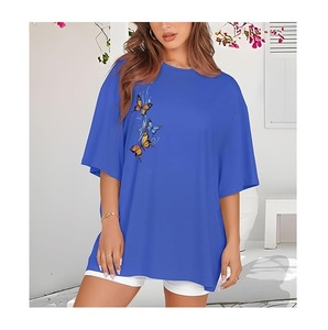 Nouvel Arrivage T-shirt Décontracté Femme Imprimé Numérique 100% Coton Manches Courtes Grande Taille Épaules Tombantes Confortable Fabriqué au Bangladesh - Product Image 5