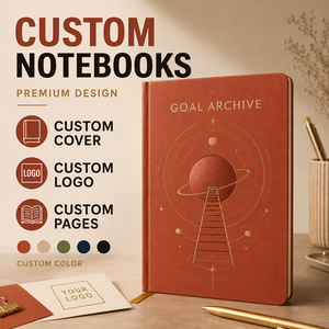 Carnet de planification et de suivi des objectifs LABON, en cuir végétalien PU couleur terre cuite, couverture rigide, pour la réalisation de vos objectifs et l'optimisation de votre productivité. - Product Image 1