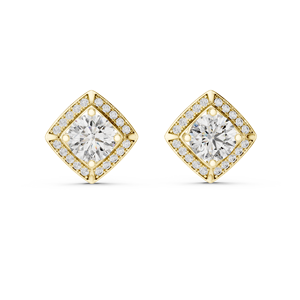 Boucles d'oreilles clous en diamant de laboratoire taille ovale plaqué or, bijoux pour mariage, fête, cadeau - Product Image 3