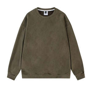 <b>Mens</b> Light <b>Grey</b> Crewneck Sweatshirt Relaxed Oversized Fit Cotton Pullover Solid Color Long Sleeve Ribbed Cuffs Casual Autumn - Product Image 3
