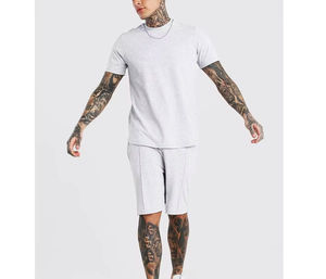 Conjunto de Camiseta y Pantalones Cortos de Verano 2026, Cuello Redondo, 100% Algodón, Estilo Casual, Holgado y Transpirable para Hombre - Product Image 5