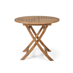 Table à manger pliante extensible en teck massif, imperméable, écologique, design compact pour usage extérieur, terrasse, café, restaurant - Product Image 1