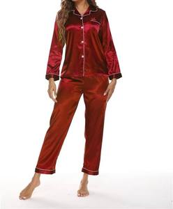 Ensemble de pyjama pour femmes, couleur unie, manches longues, taille plus, confortable, respirant, doux, pour la maison, été, vêtements de nuit pour femmes, OEM - Product Image 2