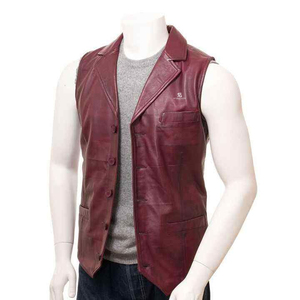 Men's Genuine <b>Leather</b> <b>Biker</b> <b>Vest</b> Wholesale Adults OEM ODM Custom Motorcycle Sleeveless Jacket Casual Outerwear - Product Image 1