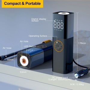 Pompe à air portable multifonctionnelle intelligente pour voiture, mini, recharge rapide, affichage numérique sans fil, gonfleur de pneus - Product Image 3