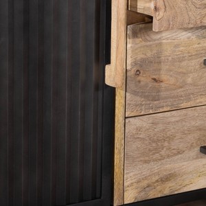 Vandana Autumn Frame 160cm designer <b>sideboard</b> in mango wood and fluted metal Kazag - Product Image 5