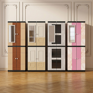 Nandos Long <b>Door</b> Plastic Wardrobe Cabinet Dark Brown Hinged <b>Doors</b> and <b>Mirror</b> for Bedroom and General Clothing Storage - Product Image 3