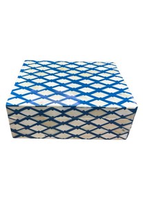 Caja de Joyería con Incrustaciones de Hueso, Rectangular, Azul y Blanco, Patrón Geométrico, Diseño Oriental, Caja de Almacenamiento, Contenedor Decorativo para Dormitorio - Product Image 5