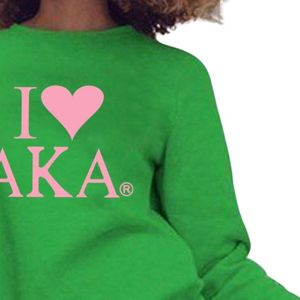 Sudadera AKA con Cuello Redondo, Estampado Gráfico Verde y Rosa de Pakistán, Sudadera Personalizada para Hermandades Griegas - Product Image 4