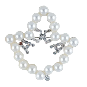 Broche élégante en forme de lierre avec perles blanches, or et argent, ornée de strass, accessoire de mode pour femme - Product Image 1