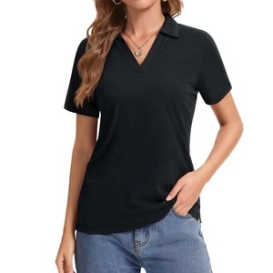 Chemises décontractées à col pour femmes en gros, hauts polo personnalisés pour femmes, tees de golf respirants vierges OEM pour femmes à manches courtes - Product Image 4