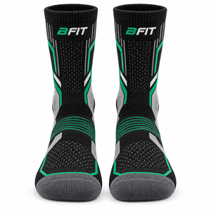 Chaussettes de sport athlétiques noires et vertes à motif géométrique respirantes pour adultes, idéales pour le basketball - Product Image 1