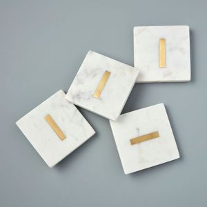 <b>Marble</b> Coaster <b>Set</b> of 4 – Decorative Home & Office Decor Natural <b>Marble</b> Stone Coasters – Modern <b>Coffee</b> <b>Table</b> Accent - Product Image 5