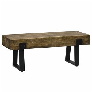 Rustic Wood Effect Concrete Entryway <b>Bench</b> with Metal Legs Garden <b>Bench</b> for <b>Indoor</b> and Outdoor for Patio Park Bed End <b>Bench</b> - Product Image 1