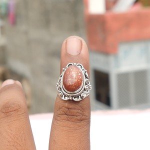 Natural Sunstone Gemstone <b>Ring</b> 925 Sterling <b>Silver</b> Handmade Vintage <b>Statement</b> <b>Ring</b> for Women Boho Jewelry Gift - Product Image 6