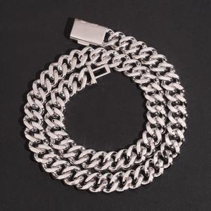 Moissanite Cuban Link Chain <b>Necklace</b> Iced Out Prong Set Hip Hop <b>Statement</b> Jewelry in 925 Silver Unisex - Product Image 5