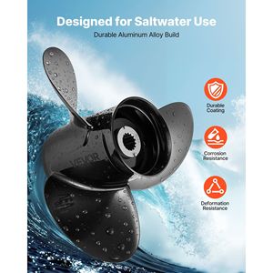 Elica Fuoribordo Migliorata in Alluminio a 15 Denti Scanalati per Motori Mercury 40-140 HP, Adatta a Ingranaggi da 4-1/4 Pollici, Elica Marina OEM - Product Image 3