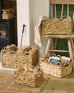 Panier de rangement en jacinthe d'eau tressé à la main, organisateur rectangulaire avec poignées, panier à linge et à jouets tissé, écologique, vente en gros - Product Image 4