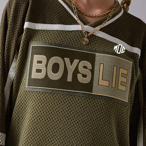 เสื้อฟุตบอลตาข่ายโอเวอร์ไซส์สำหรับผู้หญิง แขนยาว สตรีทแวร์ เสื้อยืดซับลิเมชั่น OEM เสื้ออเมริกันฟุตบอล - Product Image 5