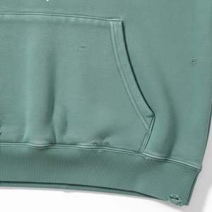 Sweat-shirt à capuche vert surdimensionné en coton pour homme, couleur unie, en molleton bouclette, avec poche, idéal pour l'automne - Product Image 5