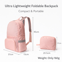 Sac à dos unisexe imperméable léger en polyester, double usage, pour voyage, randonnée, gym, quotidien, avec logo personnalisé, grande capacité, pliable, avec fermeture éclair