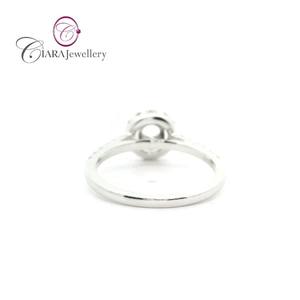Clásico 0.50ct Forma redonda 18K AU750 Oro blanco Halo Anillo de montaje con diamante natural para bodas y fiestas - Product Image 3