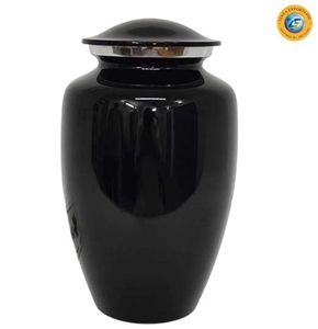 Linea Exports Inc Cremation Urn Black Adult <b>Memorial</b> <b>Vase</b> With Palm Tree And Sunset Design Customizable Artistic Pattern - Product Image 3