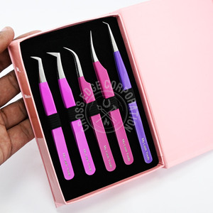 Best <b>Lash</b> Tech Curved Tweezers for Eyelash Extension <b>Premade</b> <b>Lash</b> Fans Handmade Wispy Tweezers Fiber Tip for Volume Fans - Product Image 1