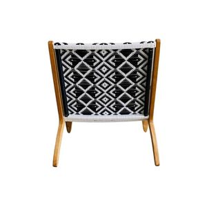 Fauteuil d'appoint extérieur moderne en teck écologique avec revêtement en tissu tressé pour salon et restaurant d'hôtel - Product Image 4