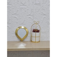 Miroir mural de coiffeuse KSN KSN-130725-04, style Art déco marocain, petit miroir en fer en forme de cœur, décoration d'anniversaire, design goutte d'eau, fabriqué en Inde