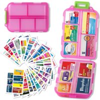 Boîte de rangement portable pour pilules de voyage à 10 compartiments, 200 étiquettes, boîte de rangement pour médicaments et vitamines