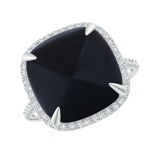 Women's Rose Gold <b>Ring</b> With Natural Black <b>Cushion</b> Band Design Everyday Wear Jewelry 10K 14K 18K Gold 925 935 Silver - Product Image 3