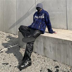 Pantalones de Cuero para Hombre, Modelo Recto, Tela de Lona, Cintura Media, Estilo Casual, Alta Calidad, Superventas - Product Image 3