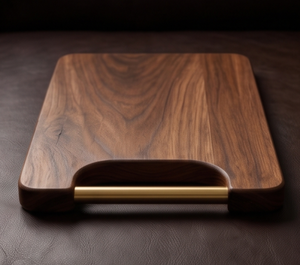Planche de service rectangulaire de luxe en bois de manguier, planche à découper plate moderne avec poignée métallique supérieure, plateau à fromage - Product Image 2