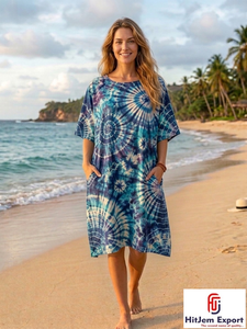 Printed Women <b>Kaftan</b> Dress Lightweight Comfortable Beach Wear Loose Fit Elegant <b>Summer</b> Style Custom Bulk Manufacturing Supply - Product Image 5