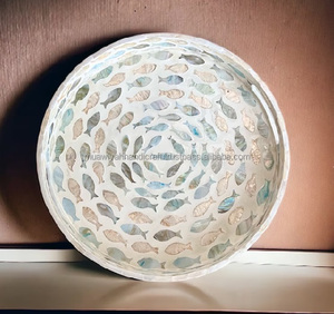 Nacre vintage Essayez taille personnalisée Plateau de service rond écologique Poignée à usage domestique - Product Image 2