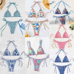 Conjunto de Bikini Personalizado de Cintura Alta con Estampado de Leopardo, Top Halter y Braguita con Lazos Laterales, Traje de Baño para Mujer, Proveedor Mayorista OEM ODM - Product Image 4