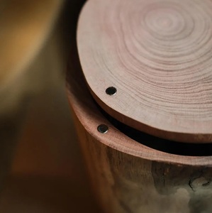 Handcrafted Natural Wooden Pet Urn for Medium/<b>Large</b> Dogs Eco-Friendly Cremation Ashes <b>Jar</b> Rustic Tree Rings Design 200/220 Cubic - Product Image 5
