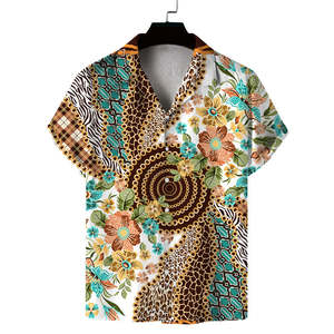 Chemise hawaïenne à manches courtes en coton à imprimé floral pour homme, logo personnalisé, tailles XL XXL, anti-plis, respirante, décontractée, tricotée pour l'été - Product Image 2