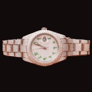 Montre en acier inoxydable sertie de diamants Moissanite personnalisable, unisexe, style tendance Hip Hop, mouvement à quartz étanche, montre de mode - Product Image 1