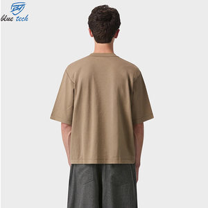 High Quality Men's <b>Drop</b> Shoulder Heavyweight T-shirt Custom Screen Print logo Ribbed Neck Tshirt <b>Box</b> Fit Oversized Cotton Blank - Product Image 2