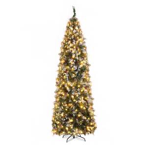 9ft Green Pencil Christmas <b>Tree</b> with 460 Warm White <b>Lights</b> Festive Christmas Decorations - Product Image 2
