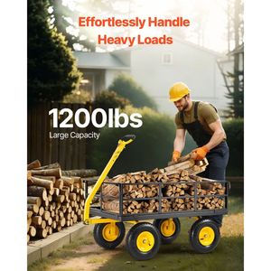 Carrello da Giardino in Acciaio da 1200 Libbre, Carro Utilitario 2-in-1 per Esterni in Metallo Resistente, Rimorchio da Giardino Trainabile con 13 Ruote - Product Image 2